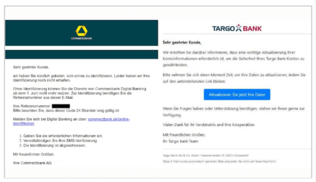 Phishing-E-Mail Targobank und Commerzbank